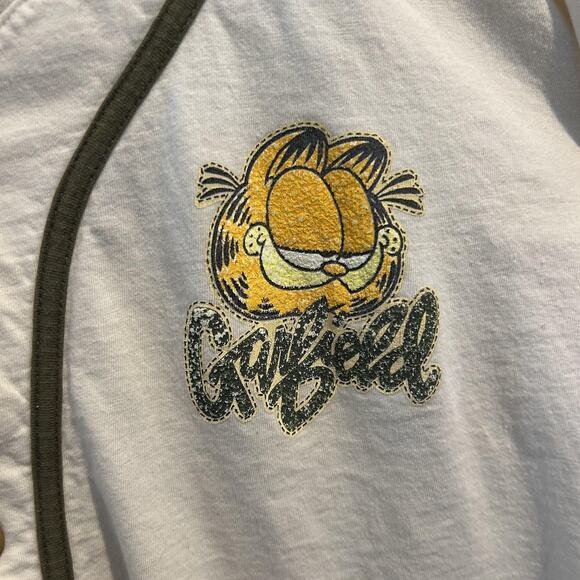 Vintage Garfield Shirt Large Beige Baseball Jersey Button Front Graphic 90s READ - Picture 3 of 16